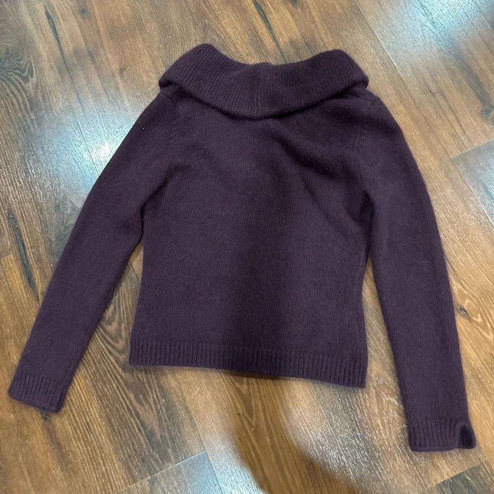 Ann Taylor Petites Rabbit Hair -Wool Blend Cowl Neck Cardigan Maroon petite M - Picture 2 of 8